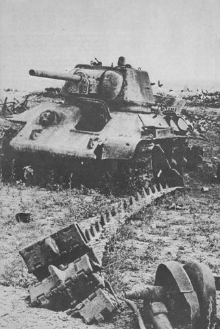 T-34 puesto fuera de combate. Otoño de 1943