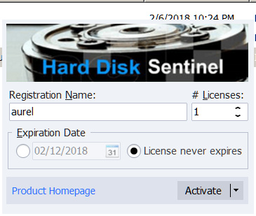 hard disk sentinel key