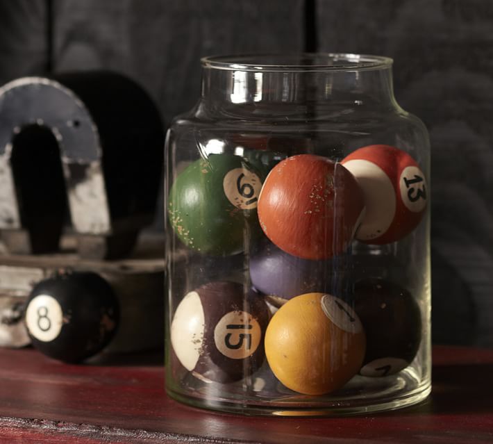 A beautiful display of hand-painted vintage pool balls