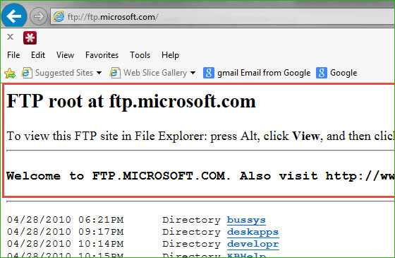 google ftp server address